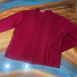 Vintage Smartwool Merino Wool Red Knit full zip Cardigan Sweater large